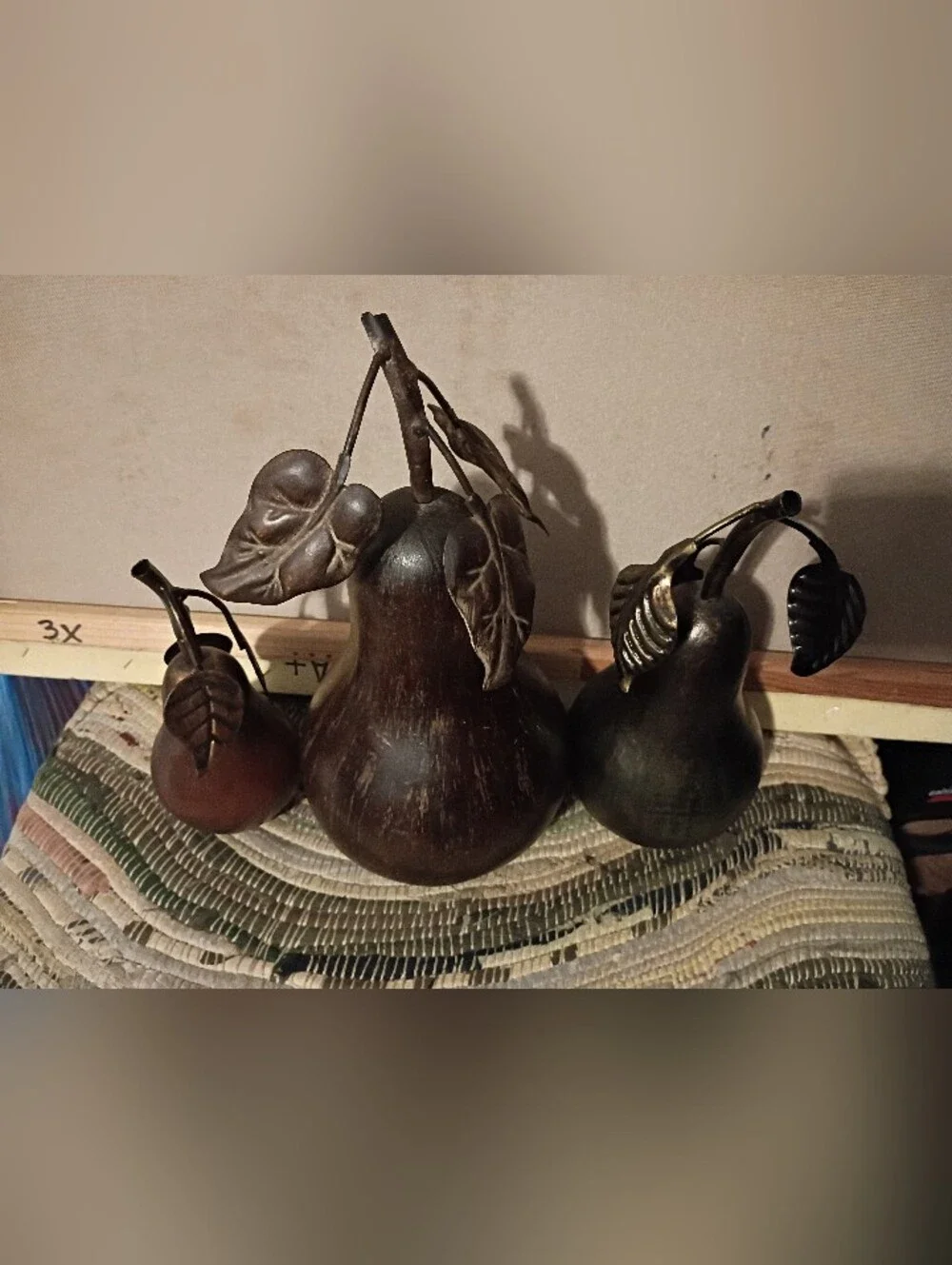 Vintage 3 Decorative Metal Pear Wall Accent Brown/Bronze 🍏 Colors Nice Gift. 🎁